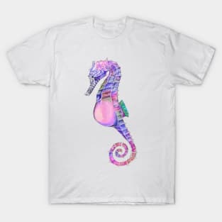 Cool Purple Pink and Blue Seahorse T-Shirt